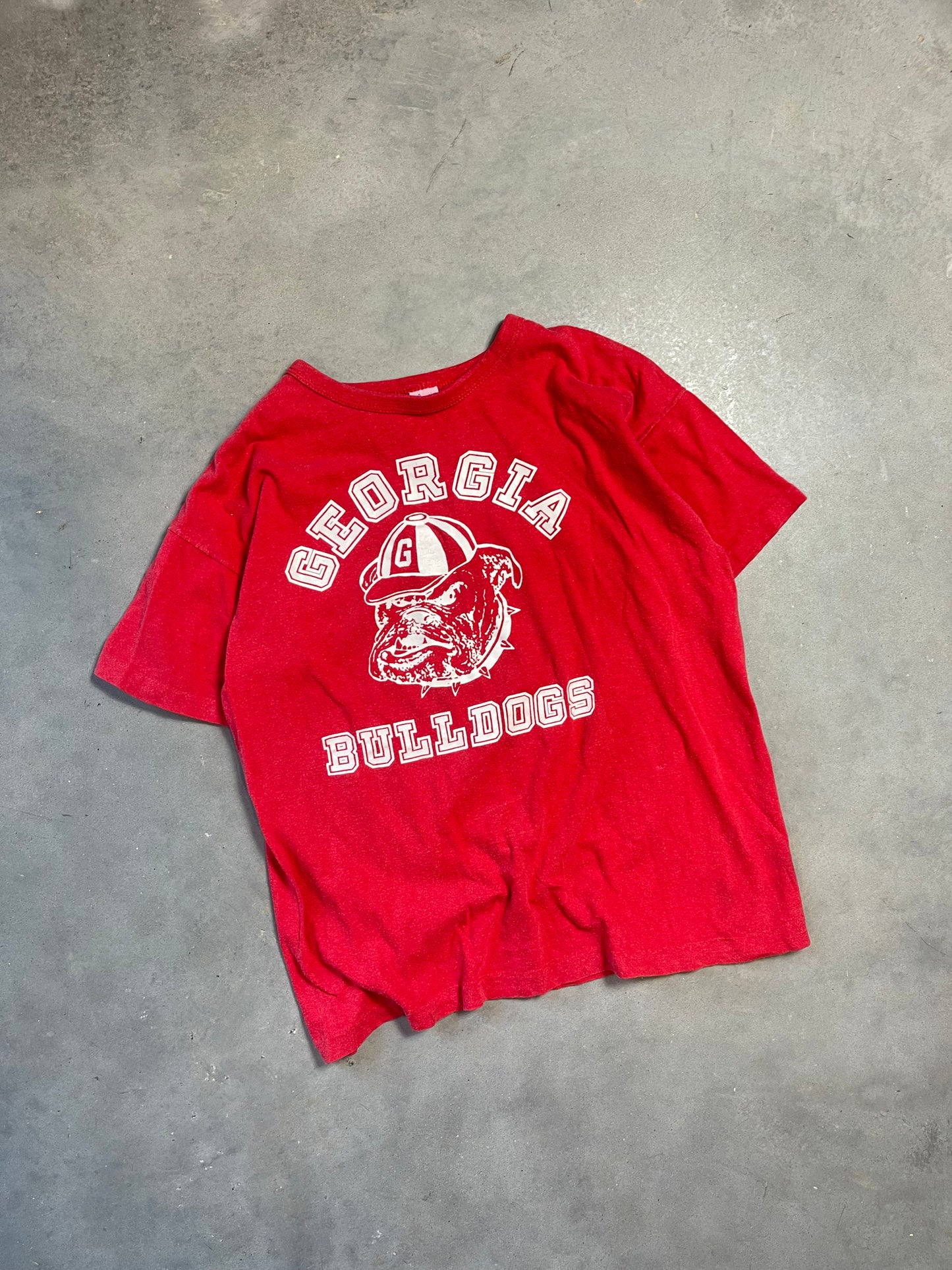 80’s Georgia Bulldogs Vintage Big Face Mascot Champion Tee (Medium)