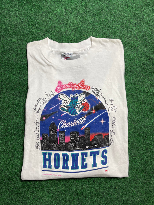 1988 Charlotte Hornets Inaugural Year Vintage NBA Longsleeve Tee (Medium)