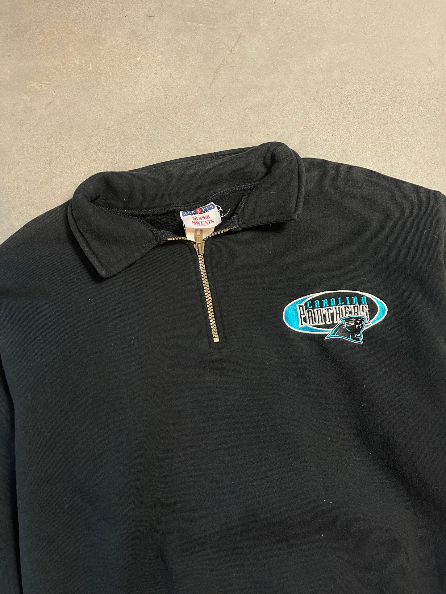 90’s Carolina Panthers Vintage Half Zip NFL Pullover Crewneck (Large)