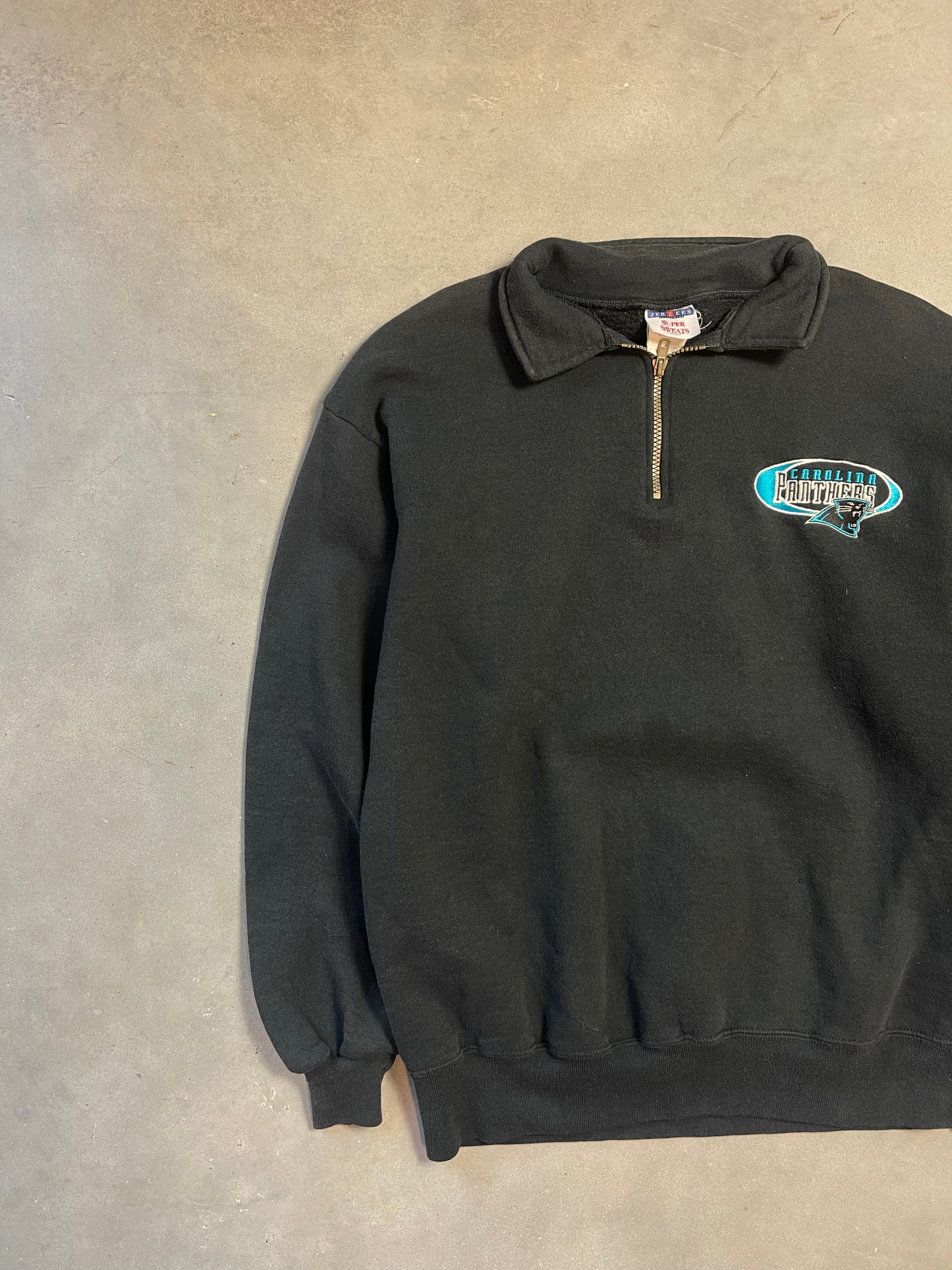 90’s Carolina Panthers Vintage Half Zip NFL Pullover Crewneck (Large)