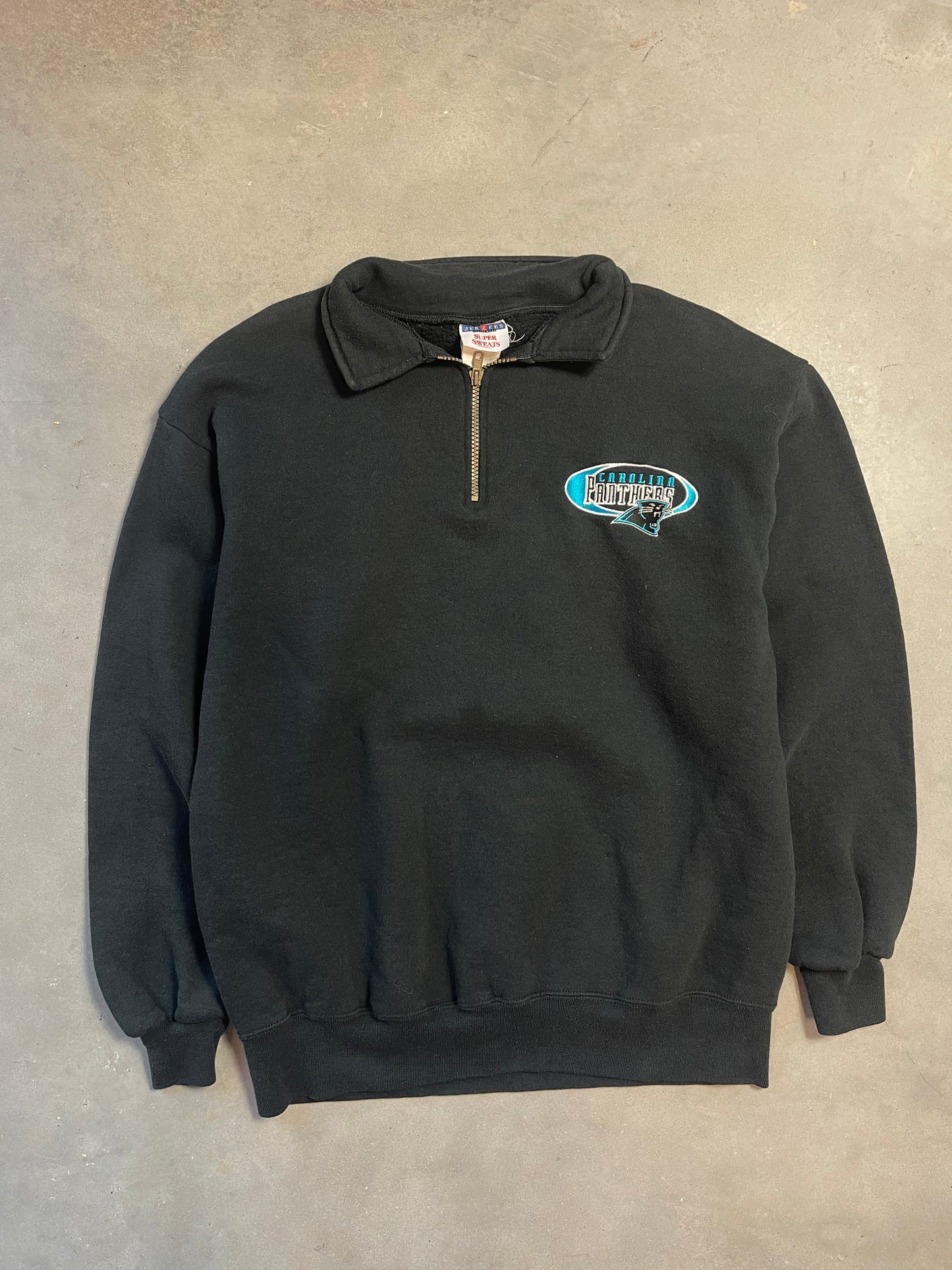 90’s Carolina Panthers Vintage Half Zip NFL Pullover Crewneck (Large)