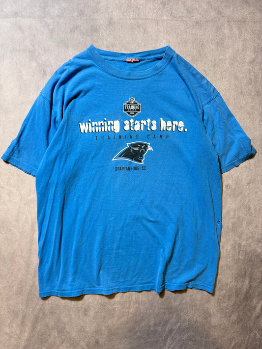 2006 Carolina Panthers Vintage Electric Blue Wofford College “Winning Starts Here” NFL Training Camp Tee (XL)
