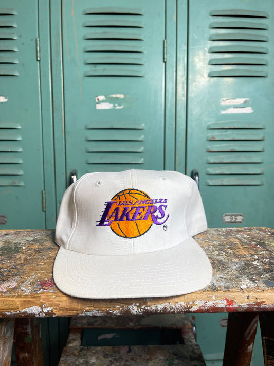 90’s Los Angeles Lakers Vintage Plain Logo NBA Snapback Hat - Deadstock (OSFA)