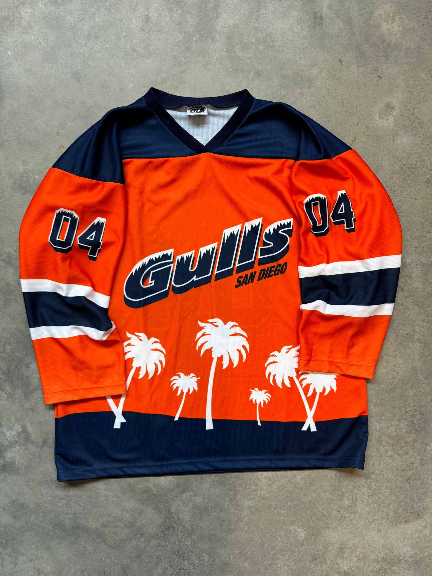 2004 San Diego Gulls Vintage AHL Palm Tree Print Orange Hockey Jersey (XXL)