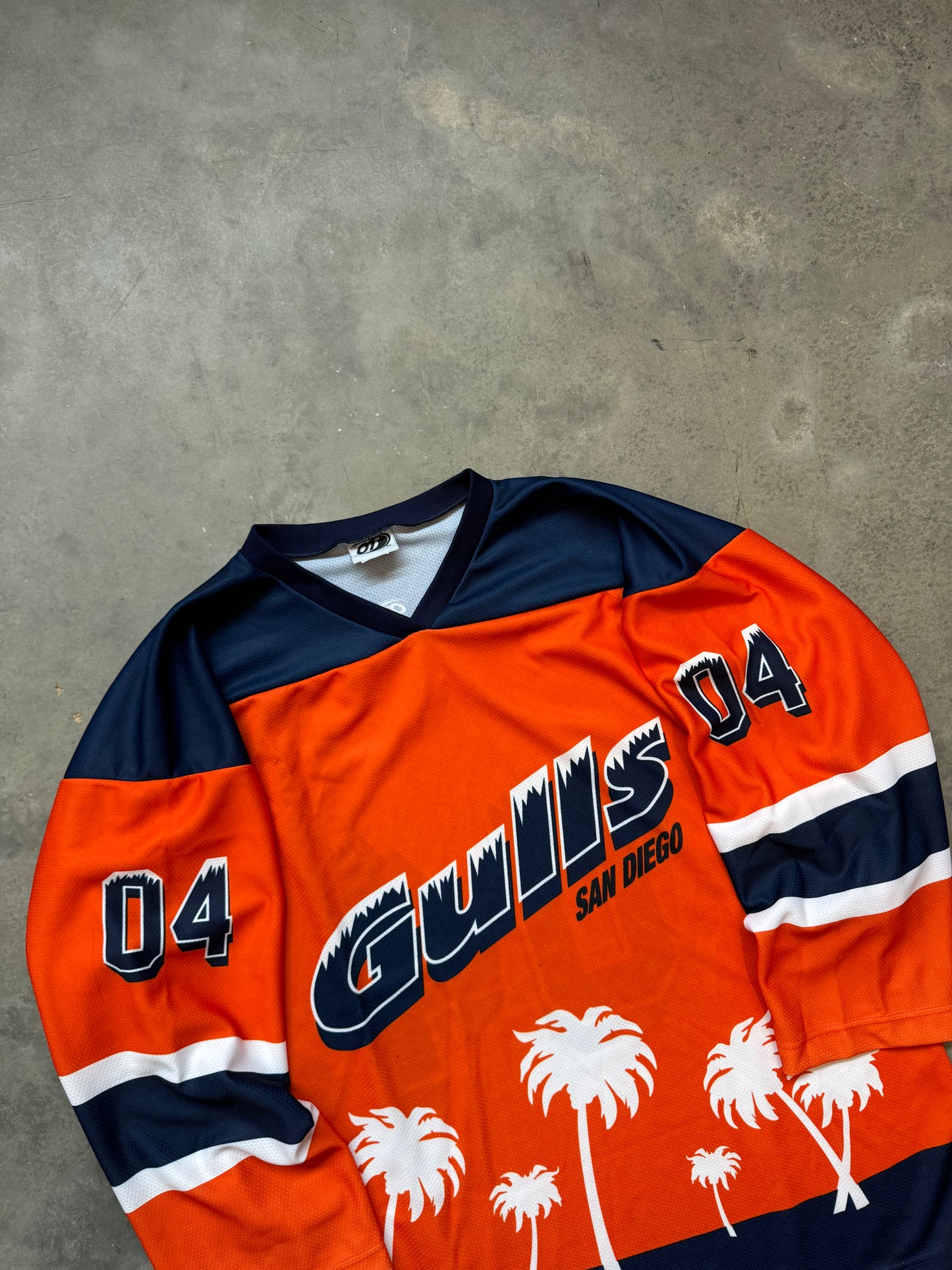 2004 San Diego Gulls Vintage AHL Palm Tree Print Orange Hockey Jersey (XXL)