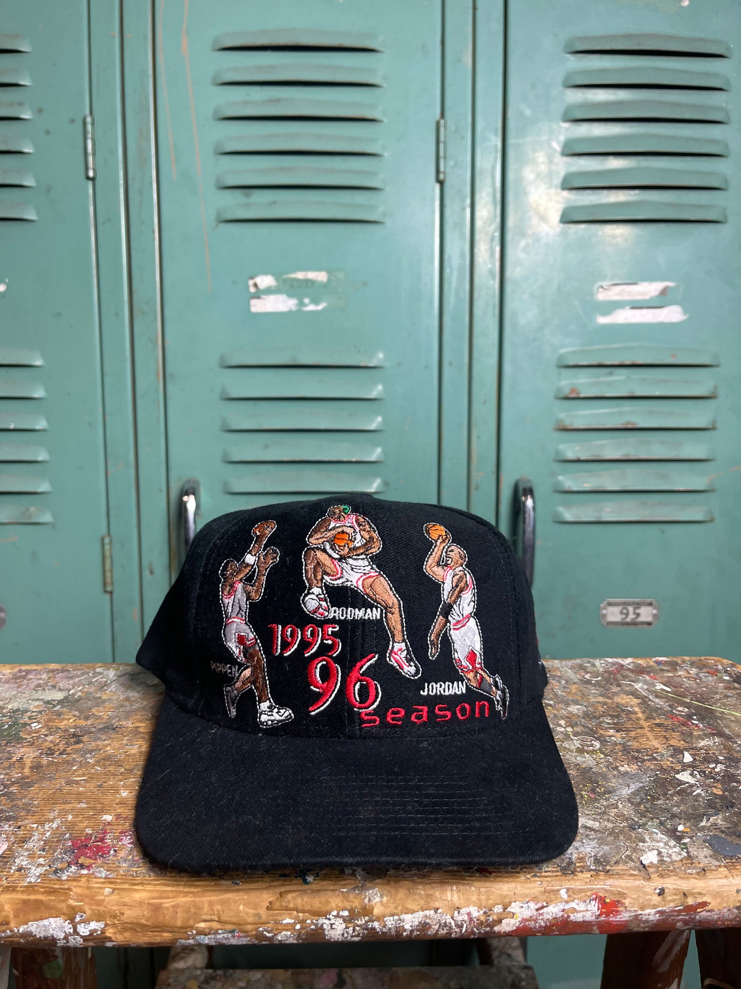 1995/96 Chicago Bulls Jordan, Pippen, Rodman Vintage Sports Specialties NBA Snapback Hat (OSFA)