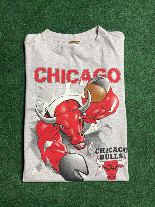 90’s Chicago Bulls Vintage Nutmeg Mills NBA Breakthrough Tee (Large)