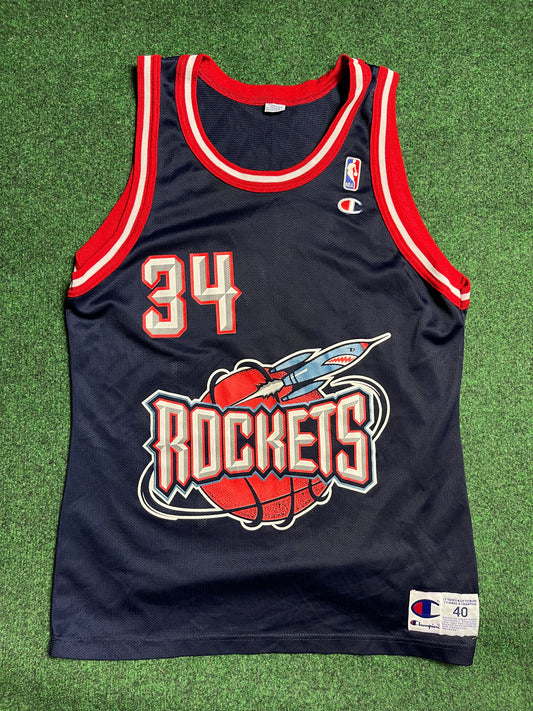 90’s Houston Rockets Hakeem Olajuwon Vintage NBA Champion Jersey (40/Medium)