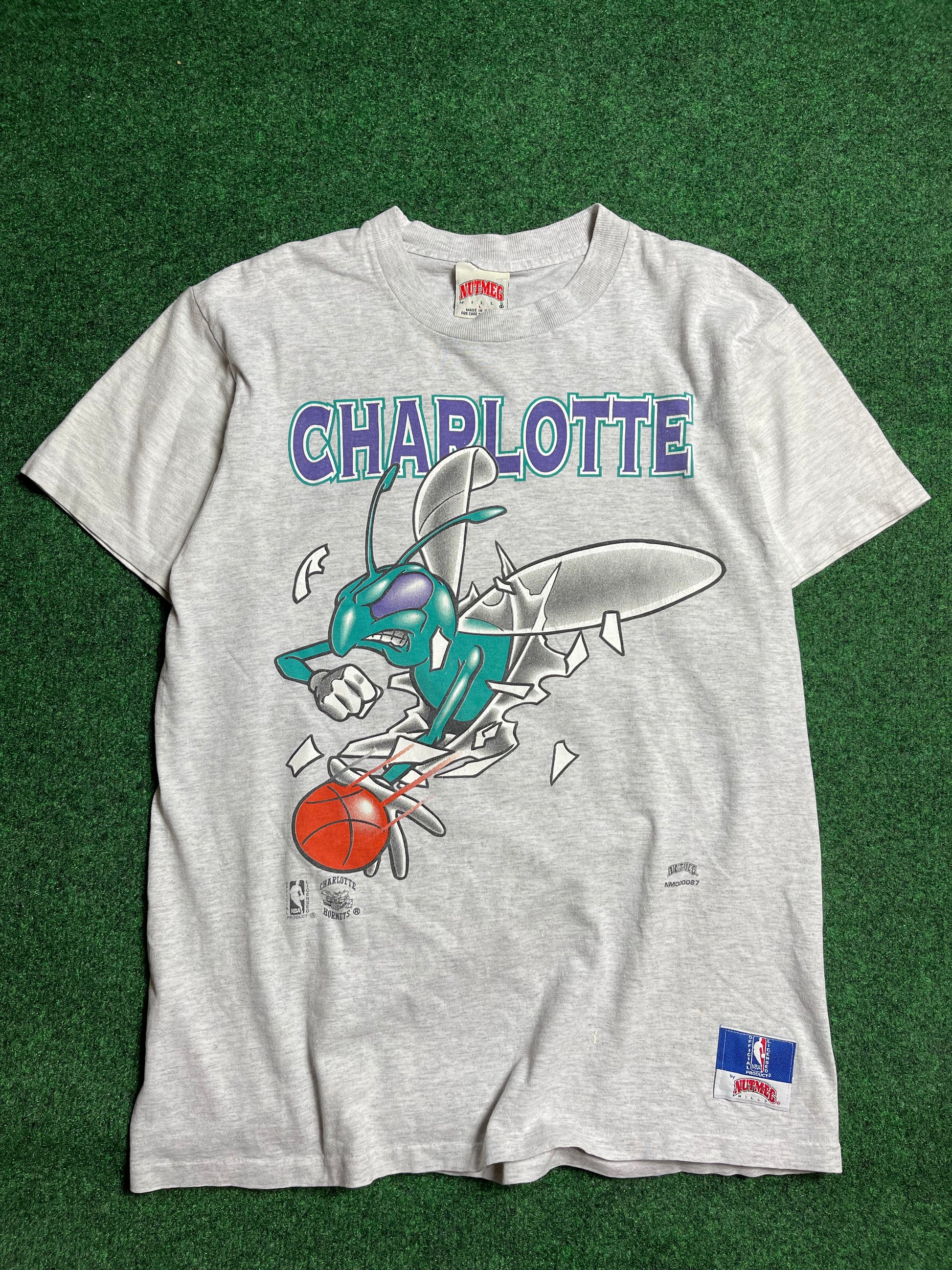90's Charlotte Hornets Vintage NBA Nutmeg Mills Breakthrough Tee