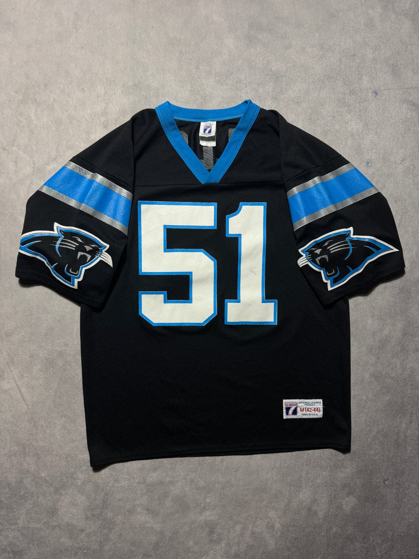 90’s Carolina Panthers Sam Mills Vintage Black Logo 7 NFL Jersey (Medium)