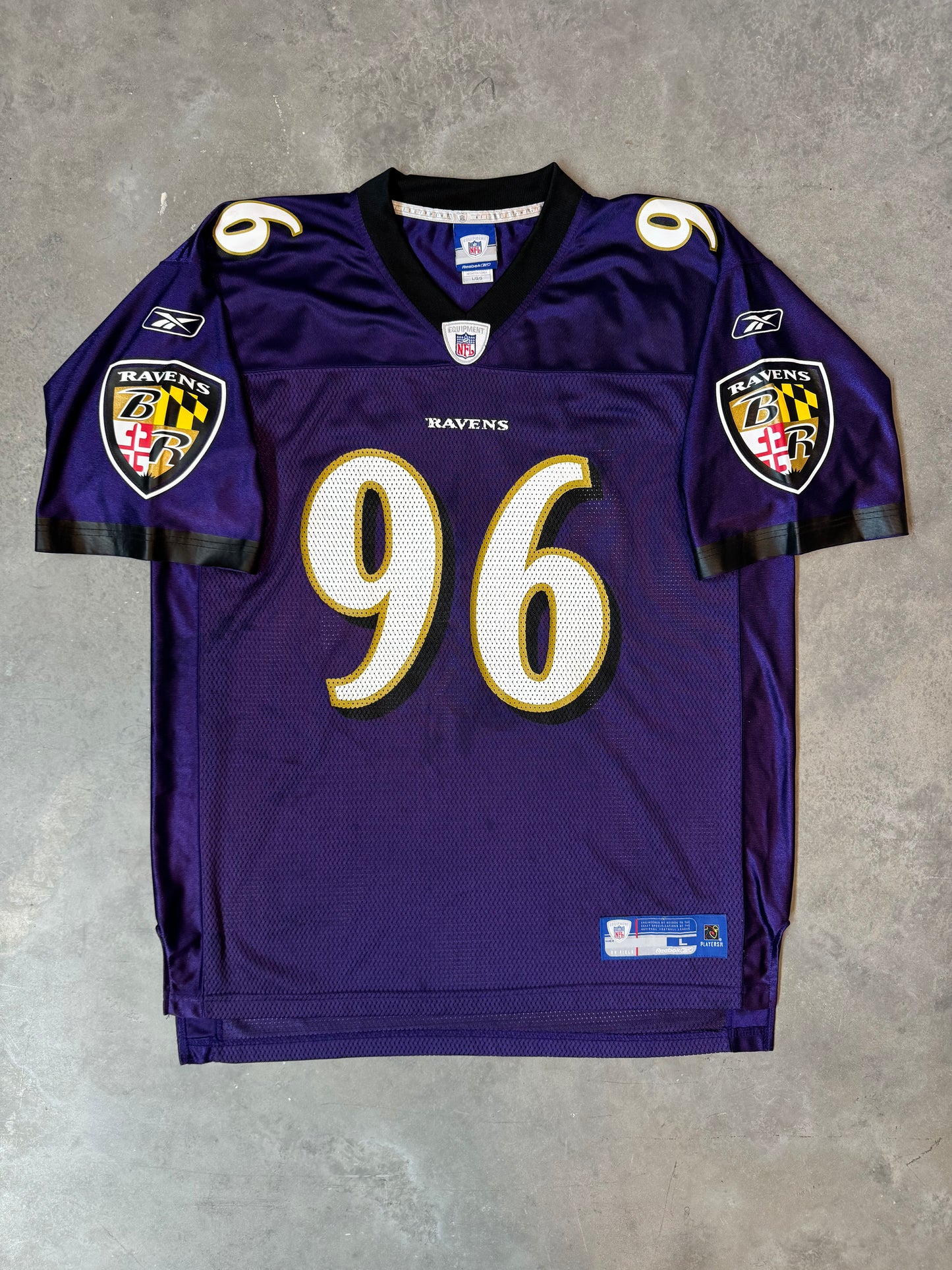 00’s Baltimore Ravens Adalius Thomas Vintage Purple Reebok NFL Jersey - Signed (Large)