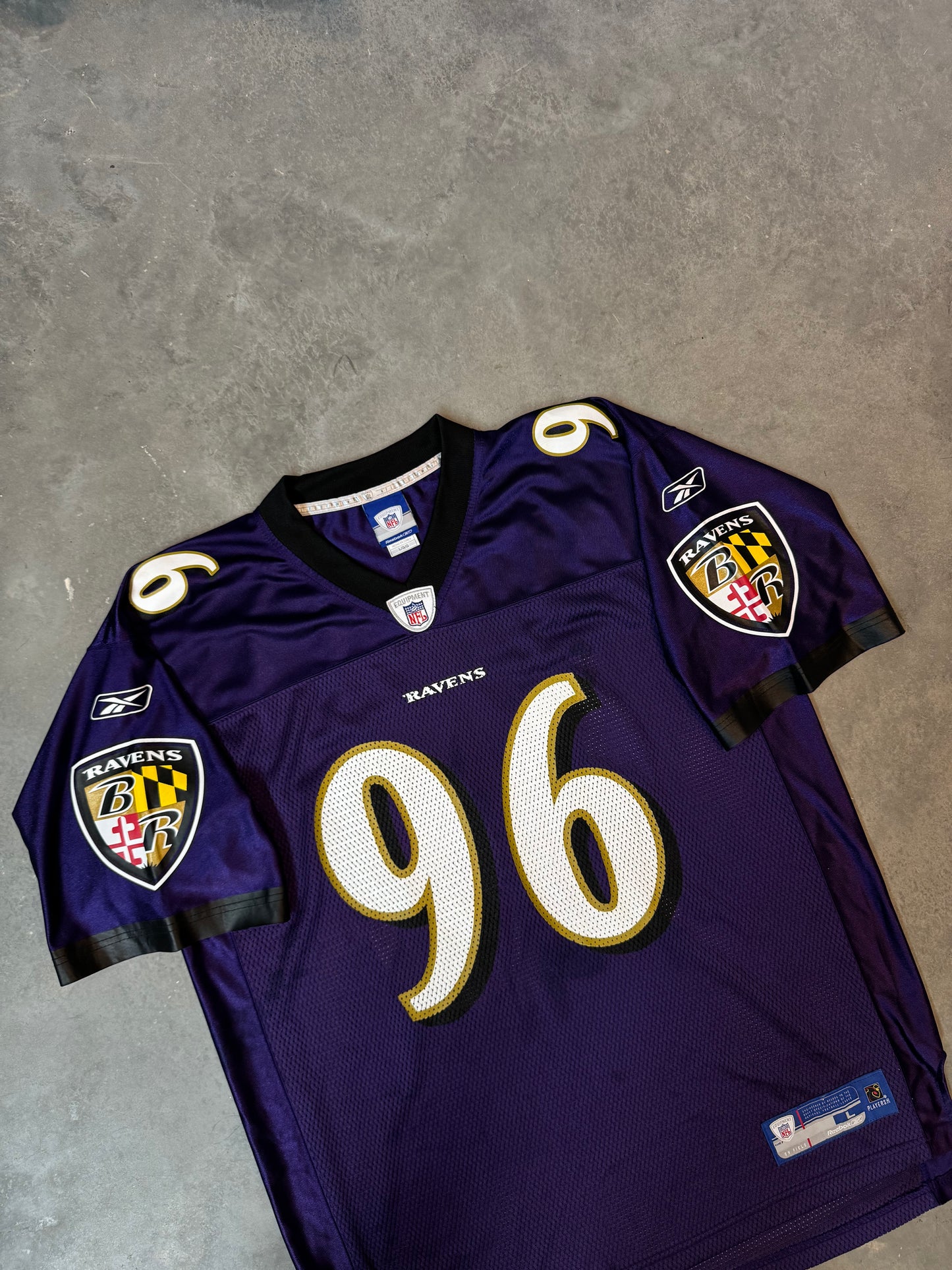 00’s Baltimore Ravens Adalius Thomas Vintage Purple Reebok NFL Jersey - Signed (Large)