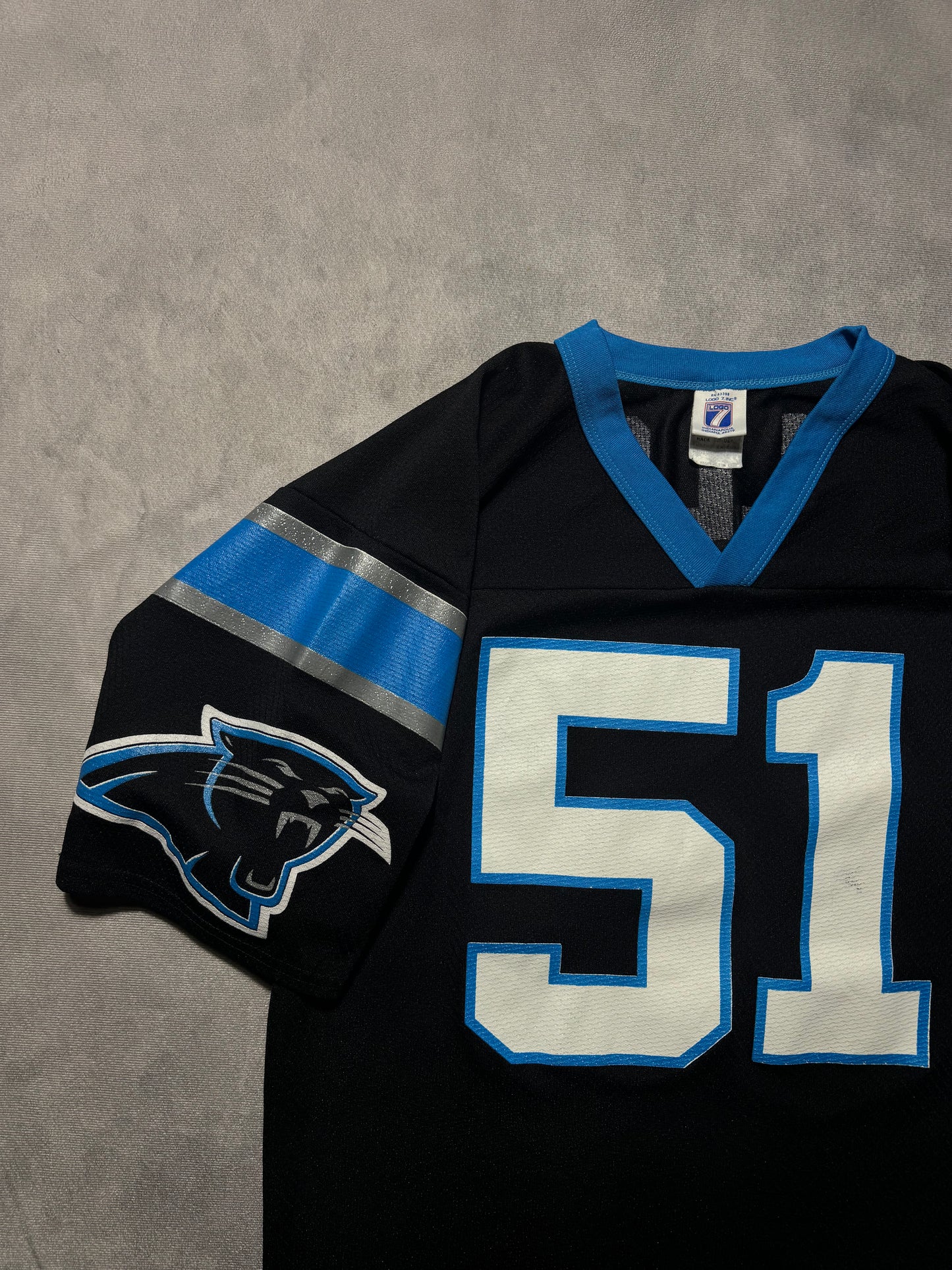 90’s Carolina Panthers Sam Mills Vintage Black Logo 7 NFL Jersey (Medium)