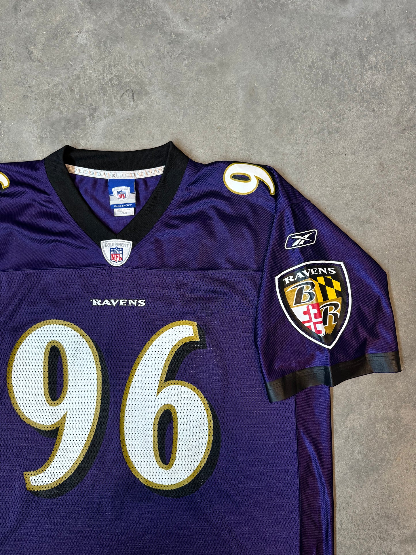 00’s Baltimore Ravens Adalius Thomas Vintage Purple Reebok NFL Jersey - Signed (Large)