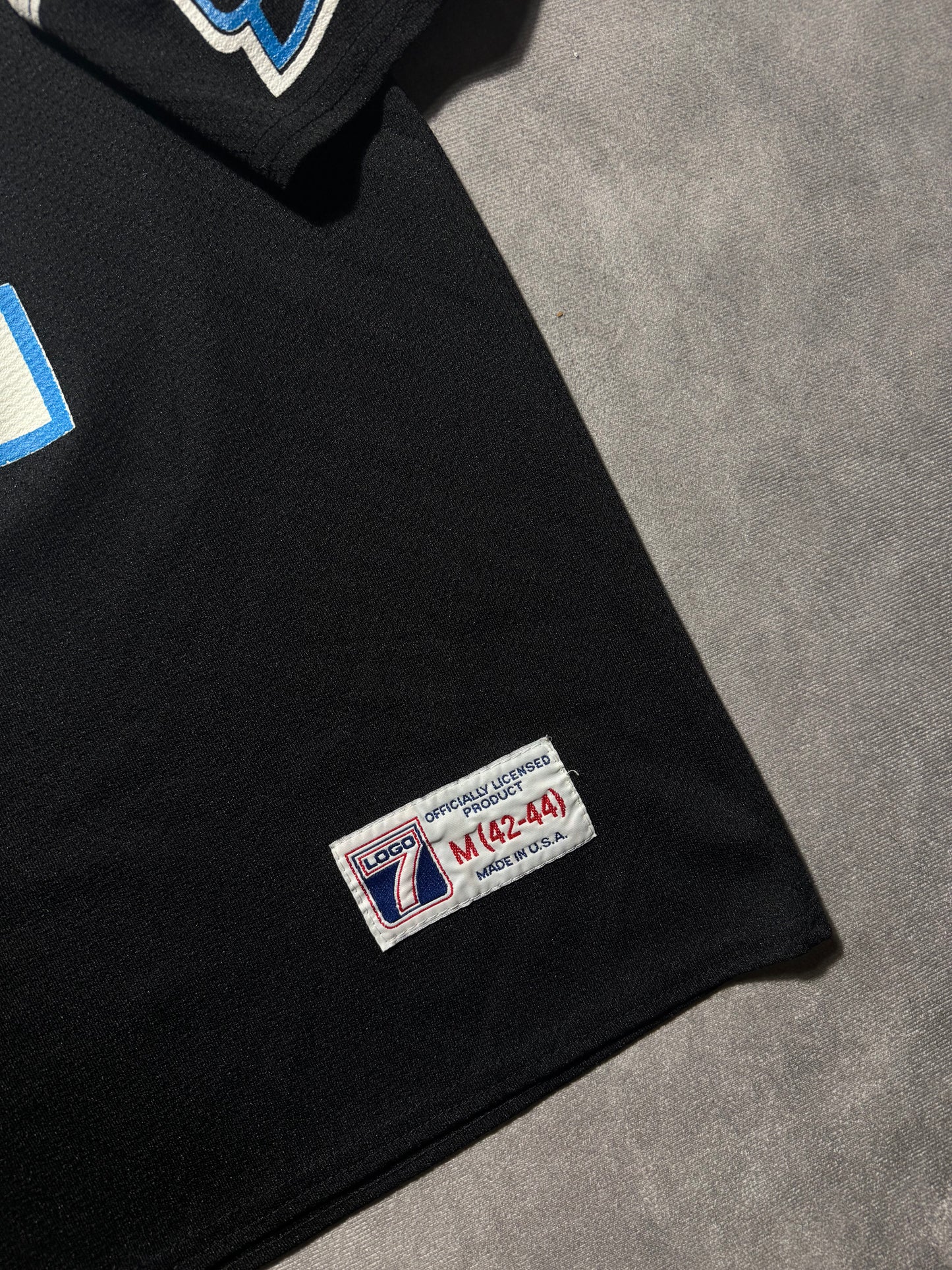 90’s Carolina Panthers Sam Mills Vintage Black Logo 7 NFL Jersey (Medium)