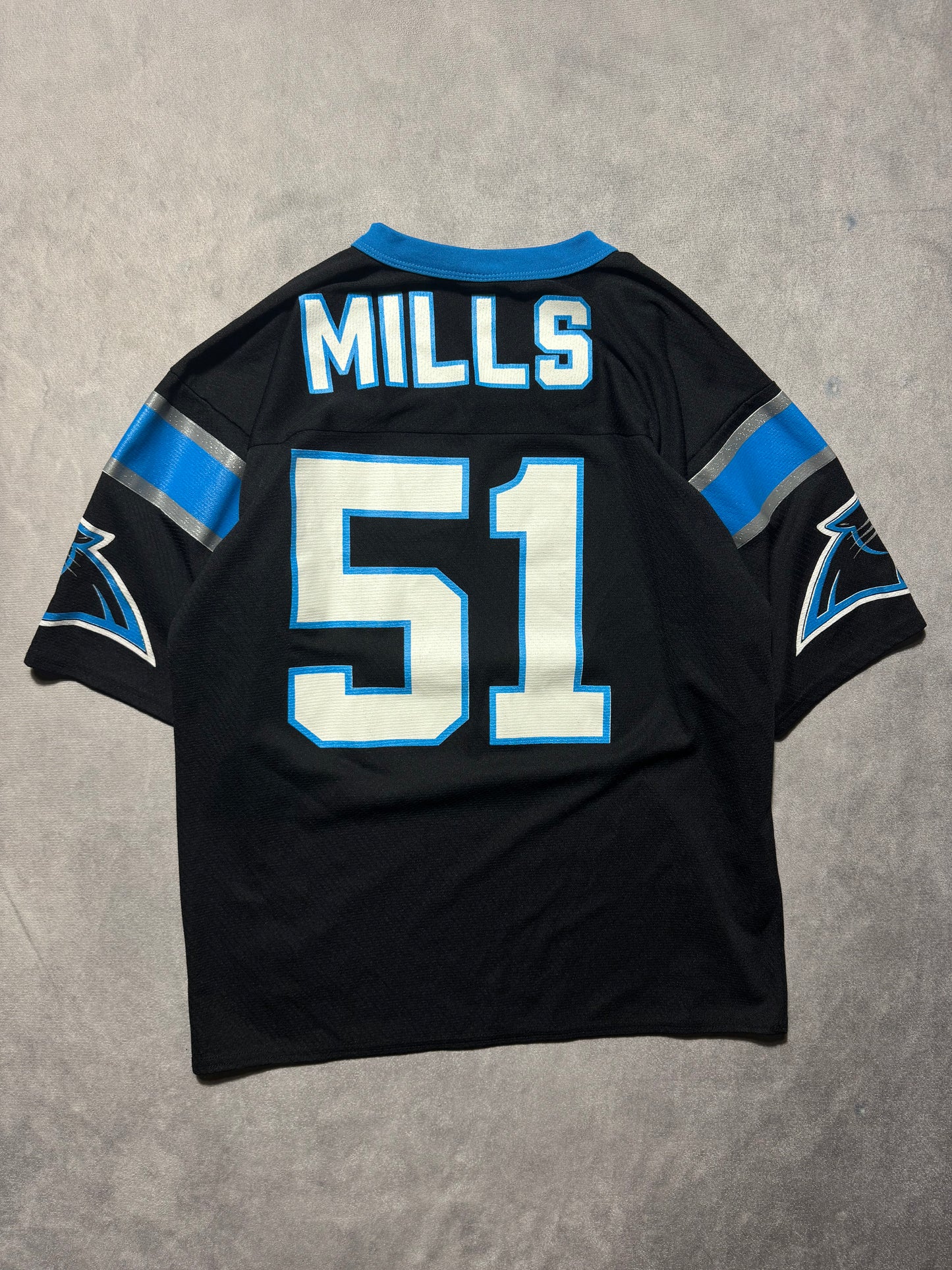 90’s Carolina Panthers Sam Mills Vintage Black Logo 7 NFL Jersey (Medium)