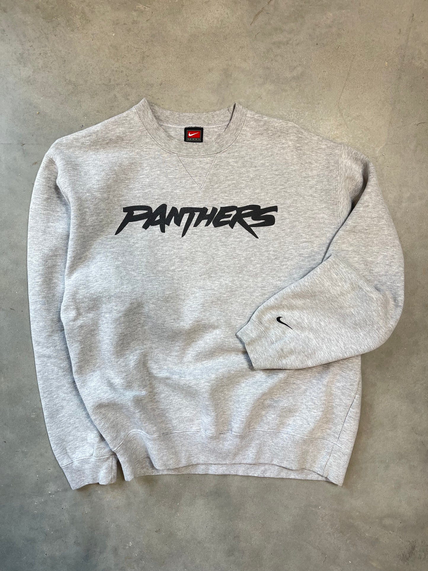 2000 Carolina Panthers Vintage Nike Heavyweight Cat Scratch Font NFL Crewneck (Large)