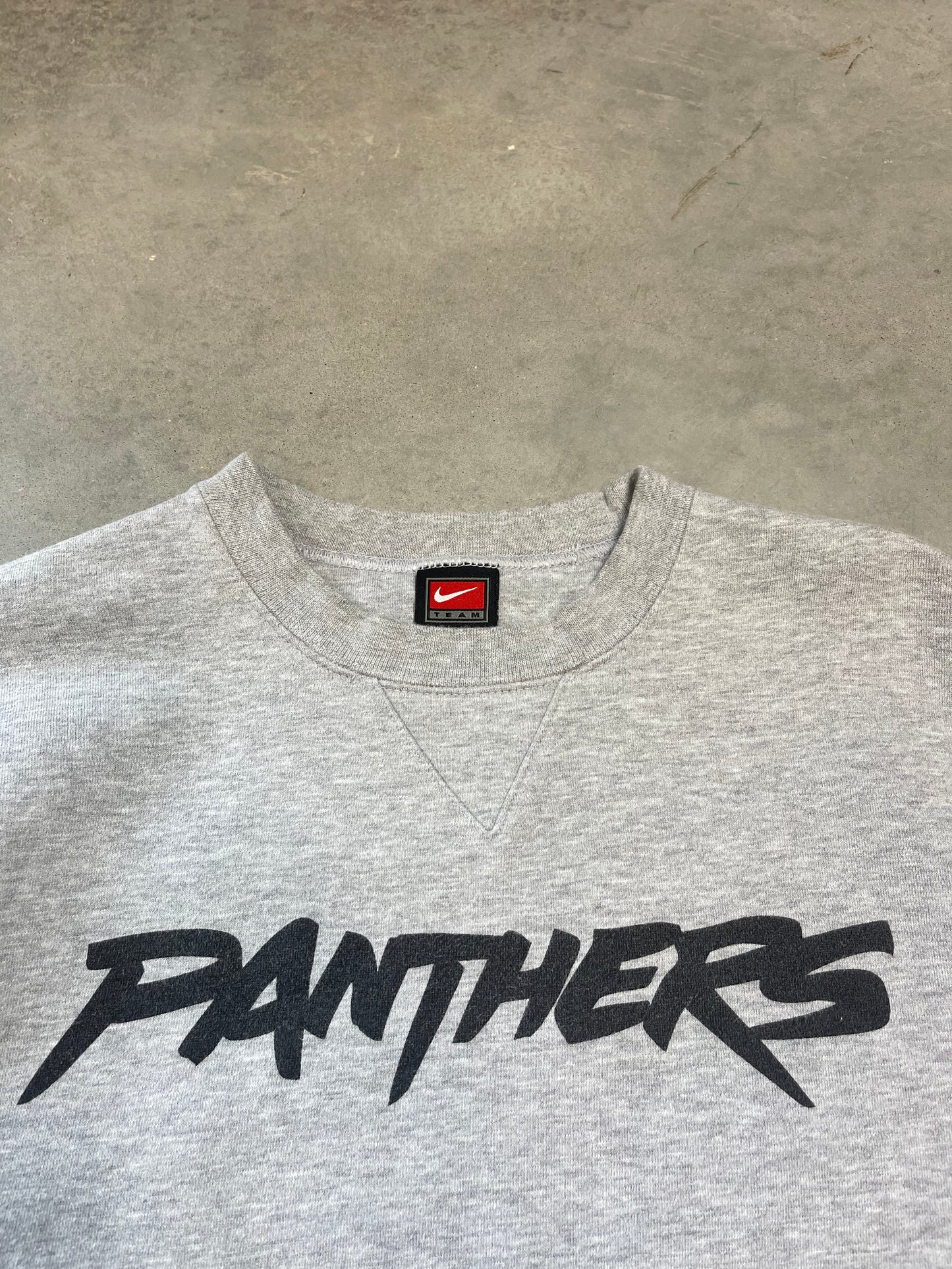 2000 Carolina Panthers Vintage Nike Heavyweight Cat Scratch Font NFL Crewneck (Large)