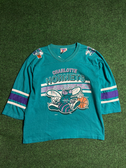 90’s Charlotte Hornets Vintage NBA Hockey Style Top (Small)
