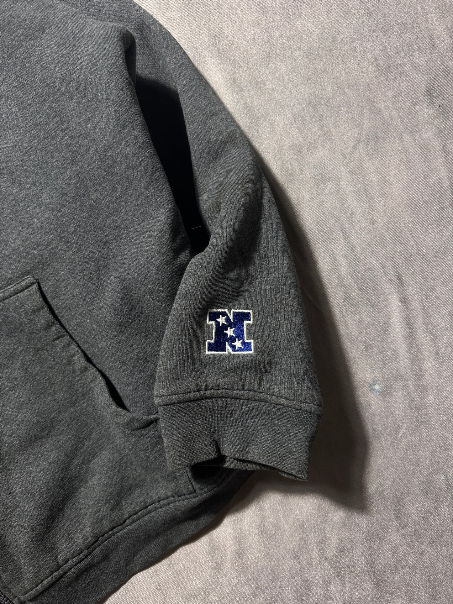 00’s Carolina Panthers Vintage Grey Cat Scratch Font Embroidered Sherpa Lined Heavyweight NFL Hoodie (Medium)