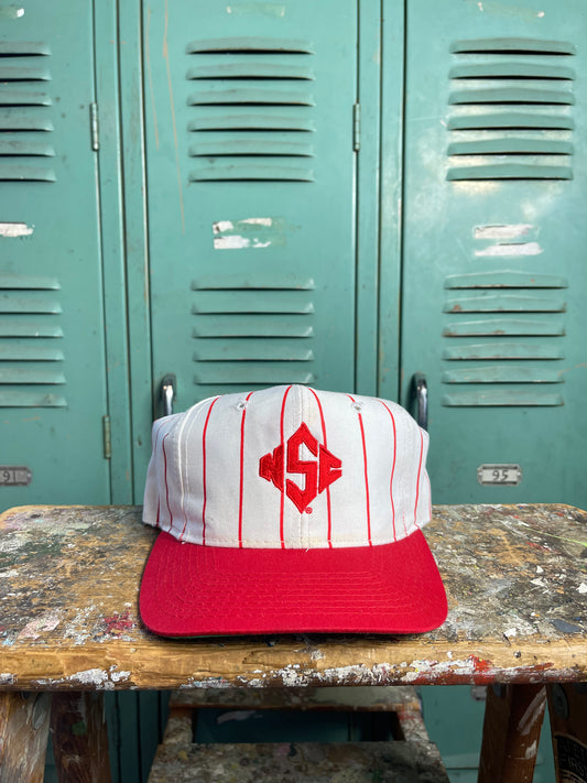 90’s NC State Wolfpack Diamond Logo Vintage Pinstriped Snapback Hat (OSFA)