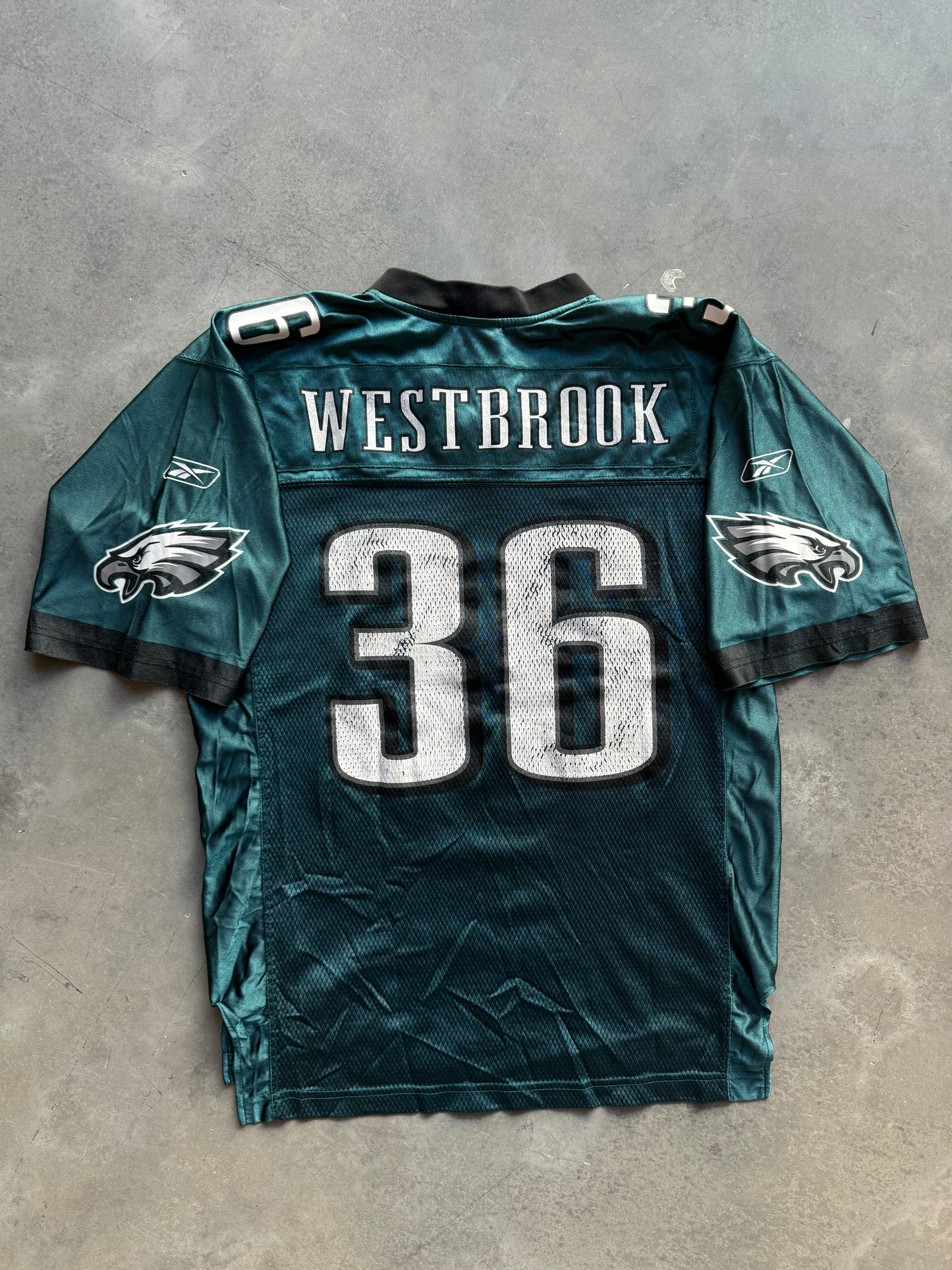 00’s Philadelphia Eagles Brian Westbrook Vintage Midnight Green Reebok NFL Jersey (Medium)