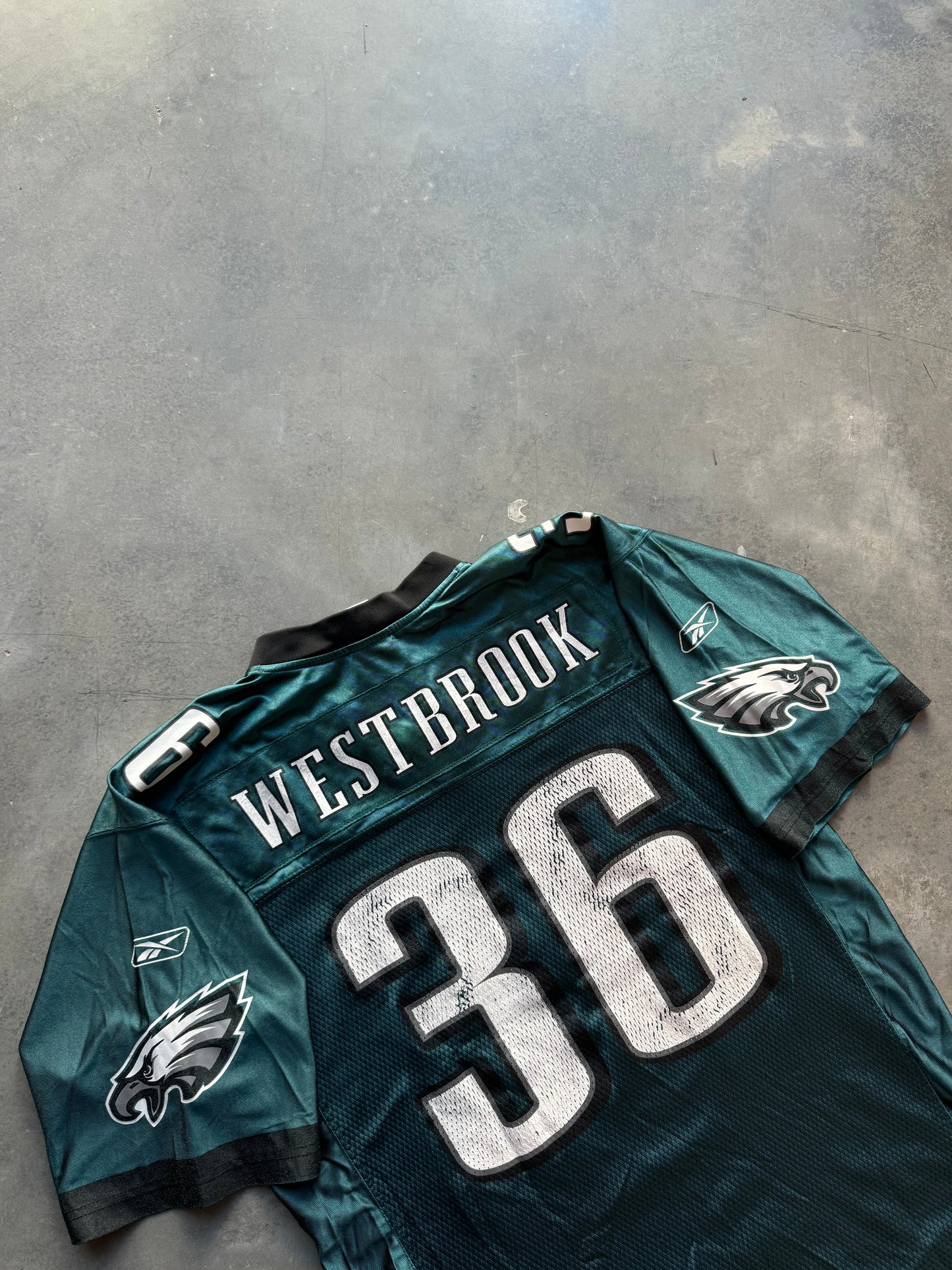 00’s Philadelphia Eagles Brian Westbrook Vintage Midnight Green Reebok NFL Jersey (Medium)