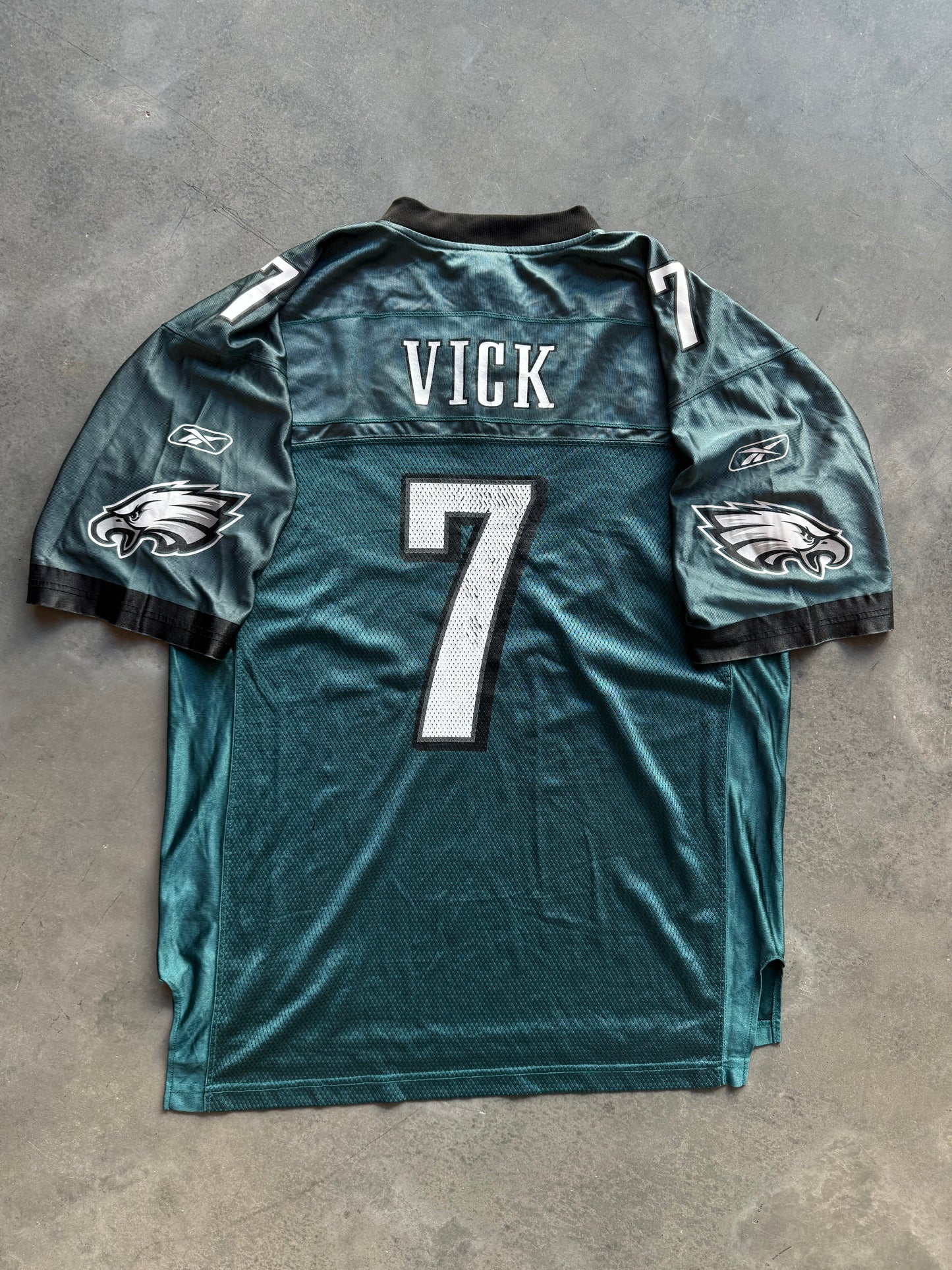 00’s Philadelphia Eagles Michael Vick Vintage Midnight Green Reebok NFL Jersey (Large)