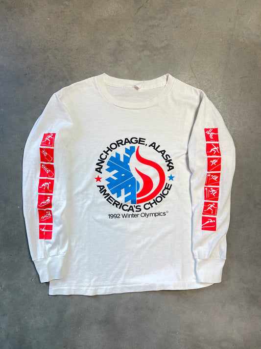 1992 Anchorage Alaska Winter Olympics Vintage Longsleeve Tee (Medium)