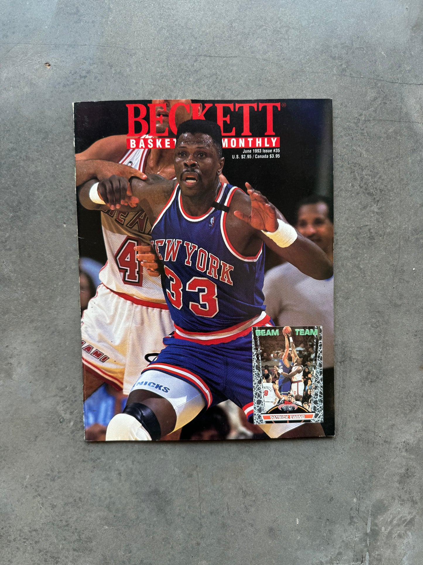 1993 Beckett Basketball Patrick Ewing New York Knicks Cover Vintage NBA Sports Cards Coffee Table Book Magazine