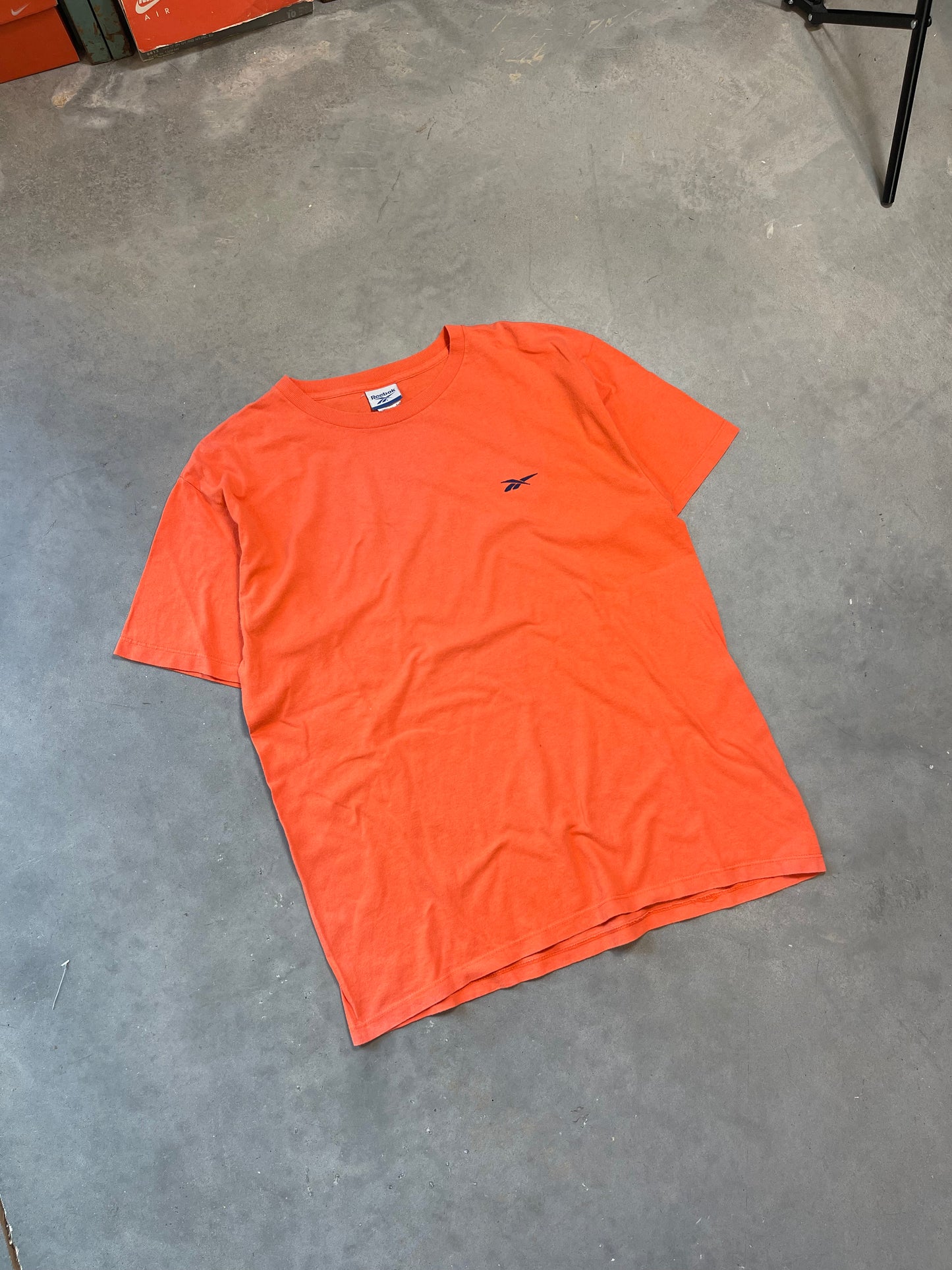 00’s Reebok Creamsicle Orange Plain Logo Embroidered Tee (XL)