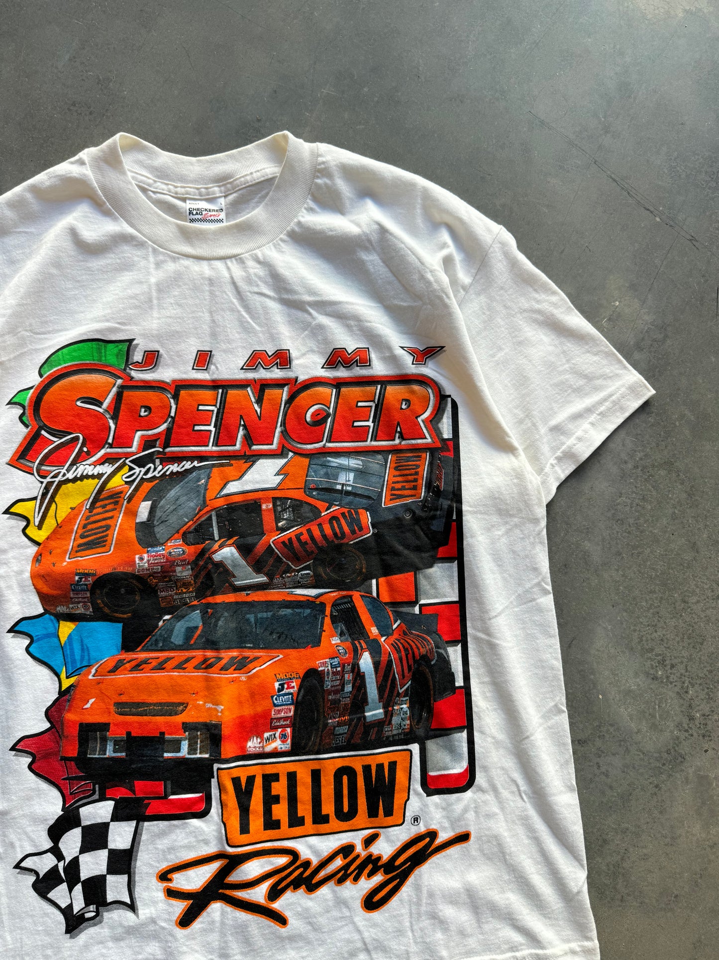 00’s Jimmy Spencer Yellow Racing Vintage NASCAR Busch Series Tee - Deadstock (Large)