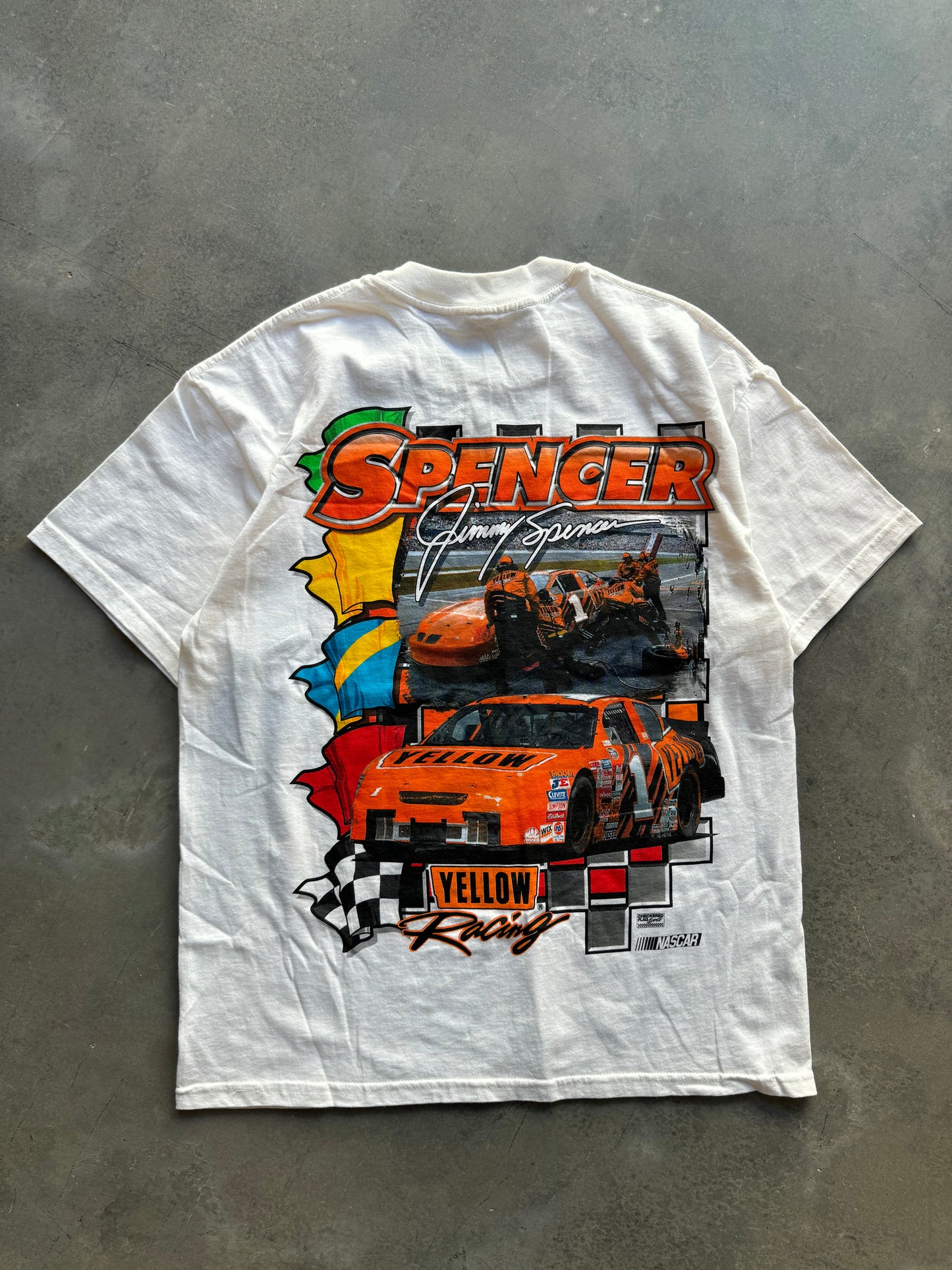 00’s Jimmy Spencer Yellow Racing Vintage NASCAR Busch Series Tee - Deadstock (Large)