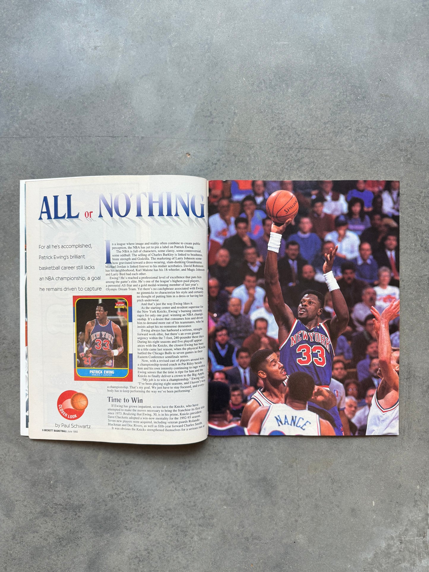 1993 Beckett Basketball Patrick Ewing New York Knicks Cover Vintage NBA Sports Cards Coffee Table Book Magazine