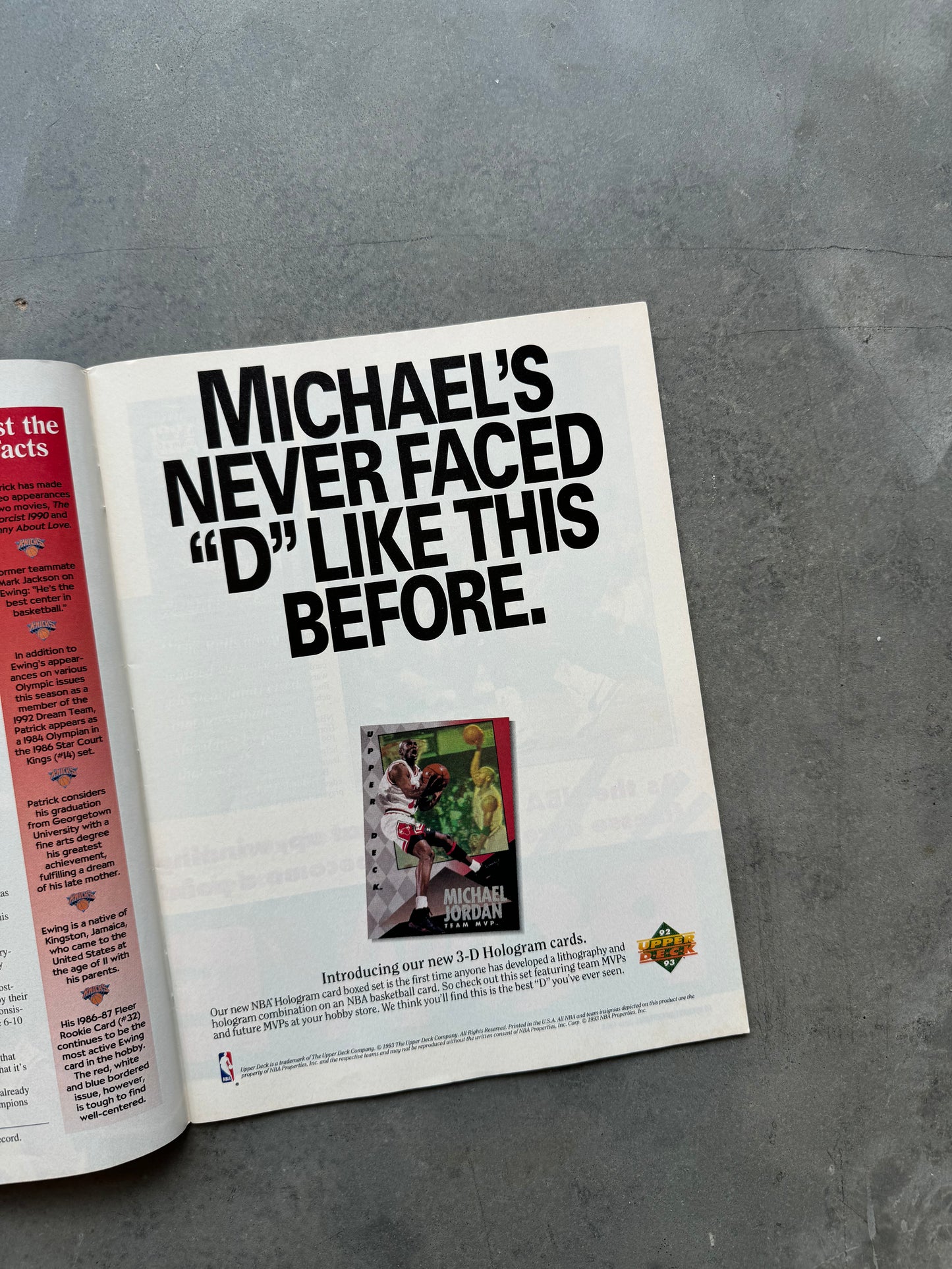 1993 Beckett Basketball Patrick Ewing New York Knicks Cover Vintage NBA Sports Cards Coffee Table Book Magazine