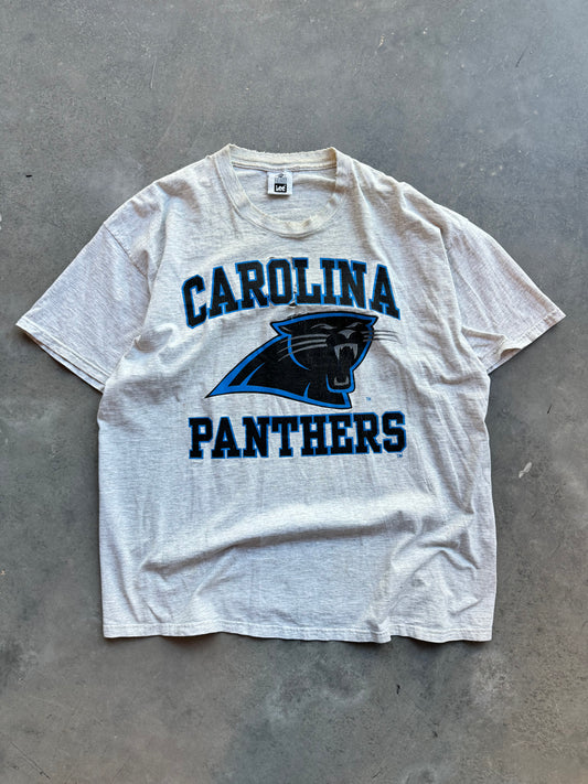 90’s Carolina Panthers Vintage Block Letter Arch Spellout NFL Tee (XXL)