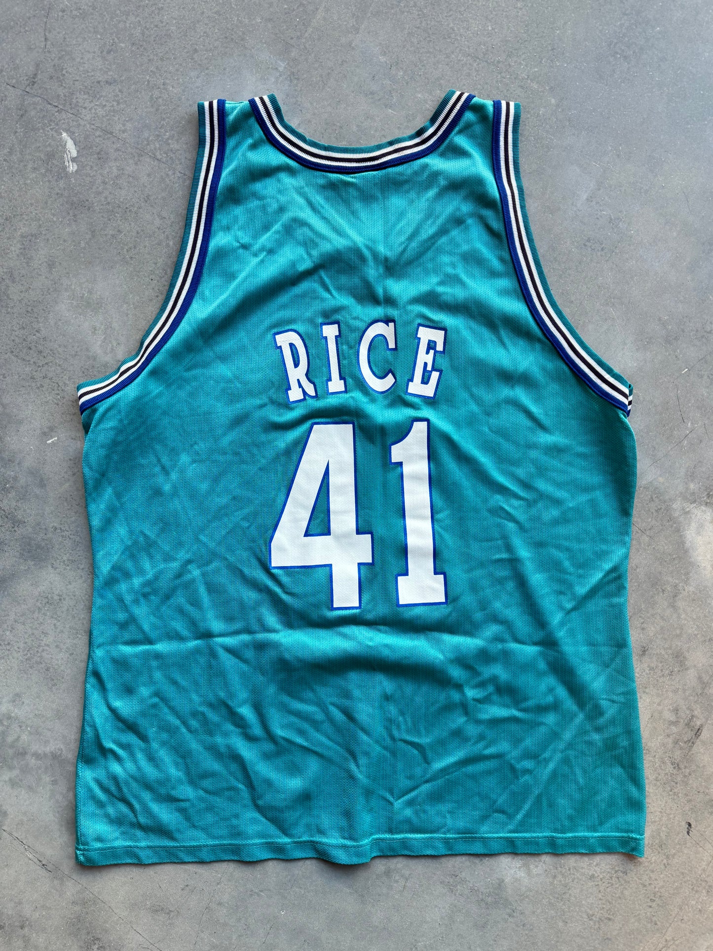 LR 90 s Charlotte Hornets Glen Rice Vintage Teal Champion NBA Jersey 48 XL