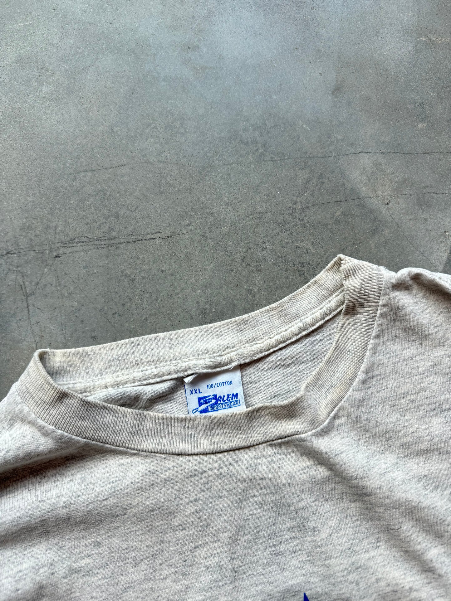 1991 Charlotte NBA All Star Weekend Vintage Heather Grey Salem Sportswear Caricature Tee (XL)