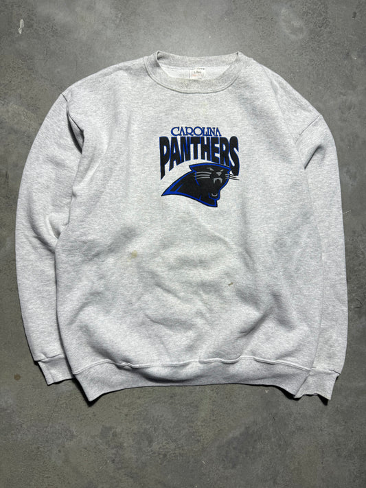 90’s Carolina Panthers Vintage Heather Grey Center Logo NFL Crewneck (XL)