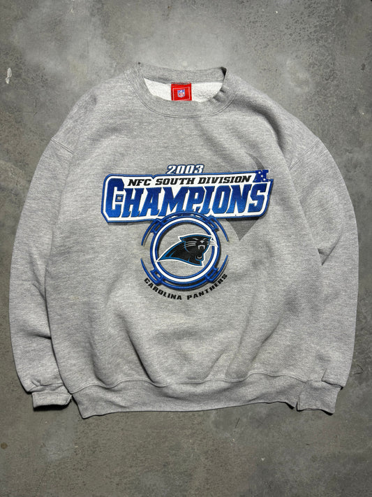 2003 Carolina Panthers NFC South Division Champions Vintage Grey NFL Crewneck (Medium)