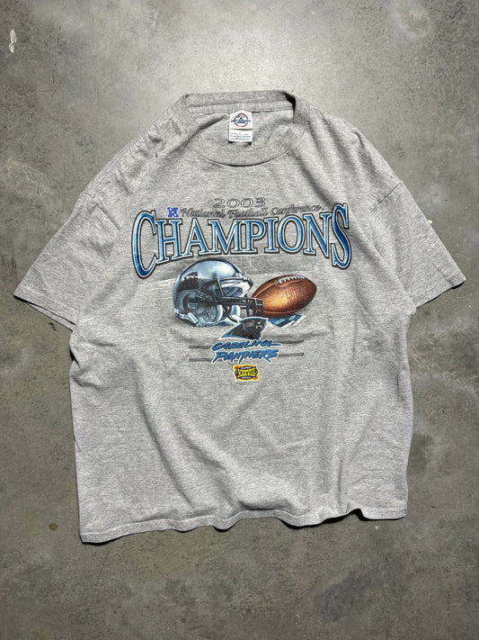 2003 Carolina Panthers Vintage Grey NFC Champions Super Bowl XXXVIII NFL Tee (Large)