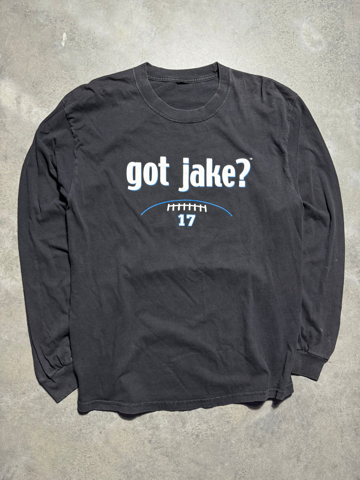2003 Carolina Panthers Jake Delhomme Vintage Black “Got Jake?” NFL Longsleeve Tee (XL)