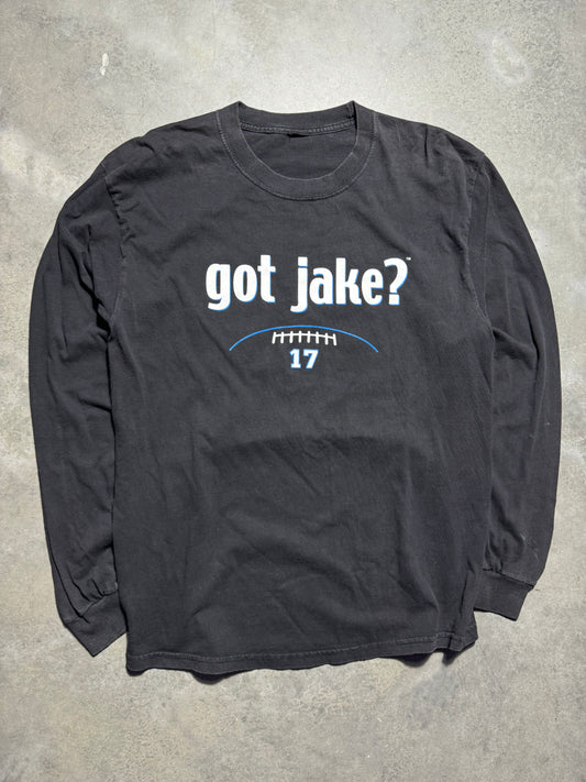 2003 Carolina Panthers Jake Delhomme Vintage Black “Got Jake?” NFL Longsleeve Tee (XL)