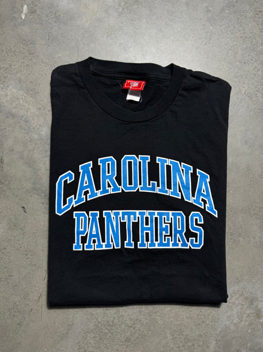 00’s Carolina Panthers Vintage Black Arch Block Letter Spellout NFL Tee (Large)