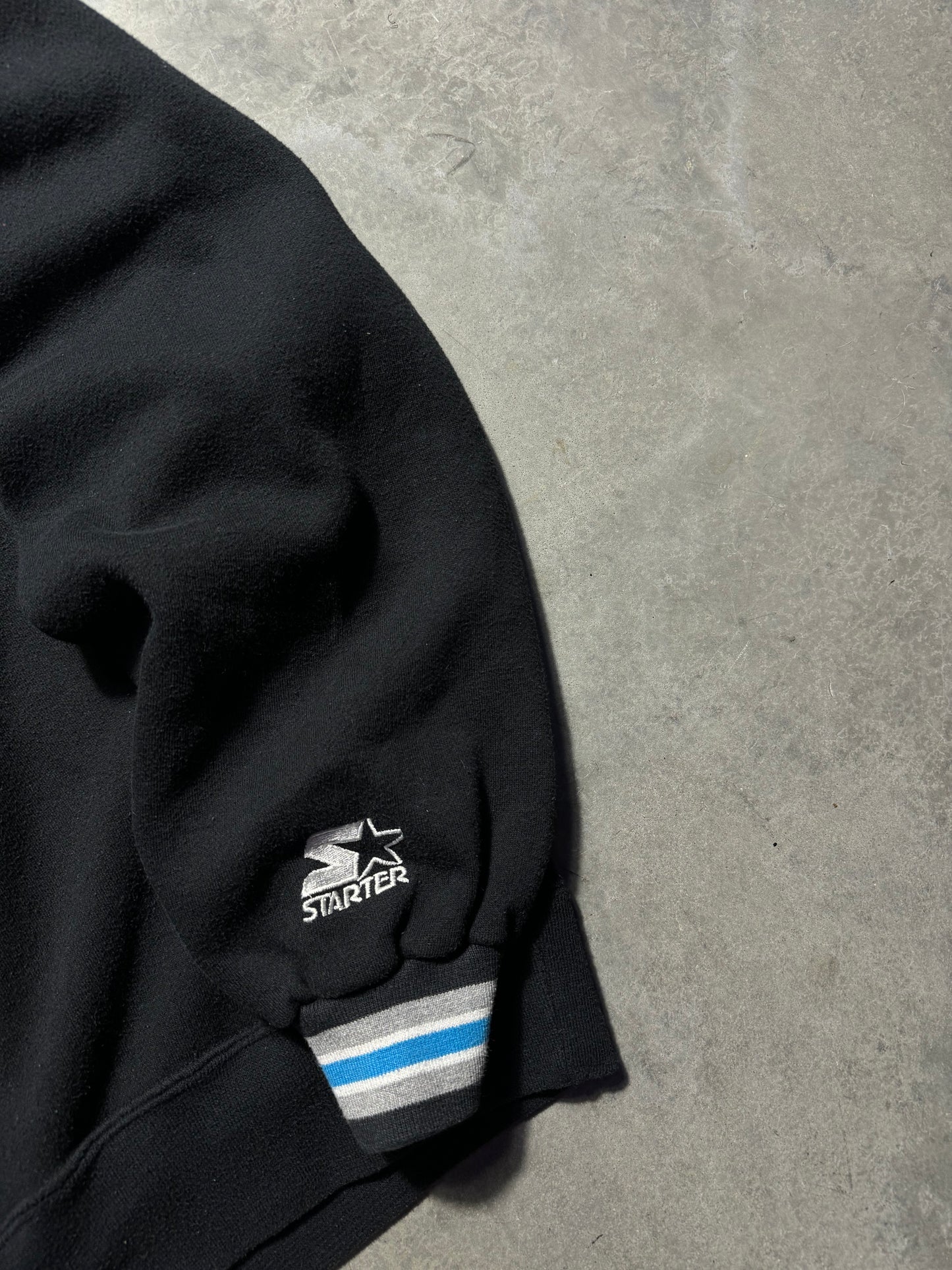 90’s Carolina Panthers Vintage Black Embroidered Starter NFL Hoodie (Large)