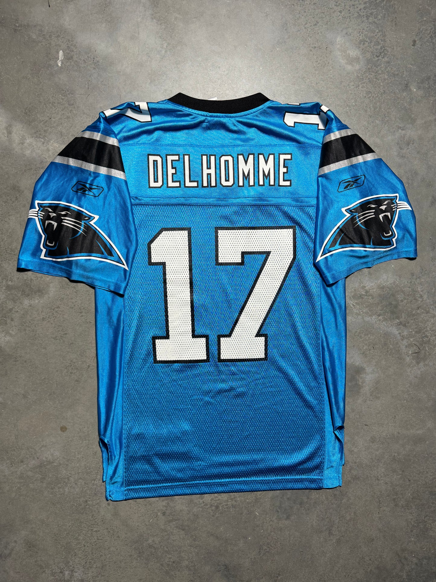 00’s Carolina Panthers Jake Delhomme Vintage Electric Blue Alternate Reebok NFL Jersey (Small)