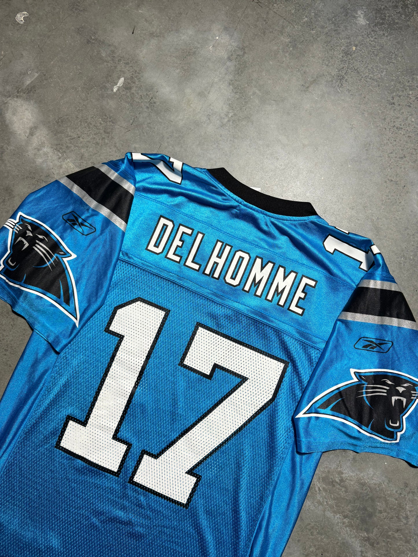 00’s Carolina Panthers Jake Delhomme Vintage Electric Blue Alternate Reebok NFL Jersey (Small)