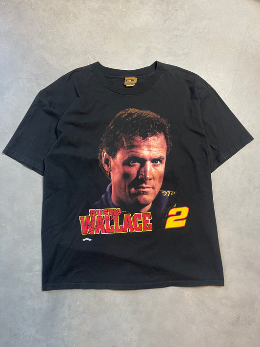 90’s Rusty Wallace Vintage Nutmeg Mills Big Face NASCAR Racing Tee (XL)