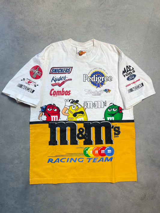 90’s M&M’s Racing Vintage Sponsor All Over Print NASCAR Tee (Large)