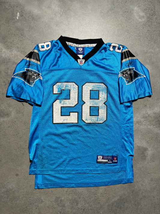 00’s Carolina Panthers Jonathan Stewart Vintage Electric Blue Alternate Reebok NFL Jersey (Youth Large)